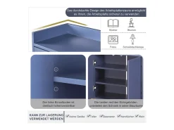Aparador, Aparador Minimalista Moderno con 4 Puertas y Estructura de Metal para Comedor, Sala, Cocina, Azul