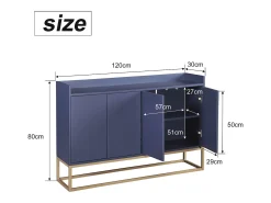 Aparador, Aparador Minimalista Moderno con 4 Puertas y Estructura de Metal para Comedor, Sala, Cocina, Azul