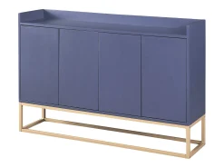 Aparador, Aparador Minimalista Moderno con 4 Puertas y Estructura de Metal para Comedor, Sala, Cocina, Azul