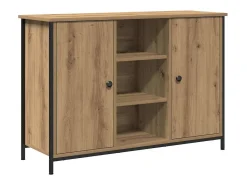 Aparador Artesano de Roble 100x35x70 cm Madera de Ingeniería y Acero