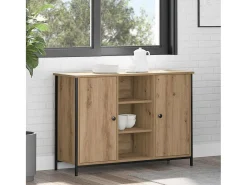 Aparador Artesano de Roble 100x35x70 cm Madera de Ingeniería y Acero