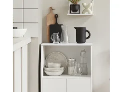 Aparador Auxiliar bajo de Cocina para microondas,con 2 Puertas y 1 Estante,L55 cm x P38 cm x H84 cm,FRG241-W SoBuy ES