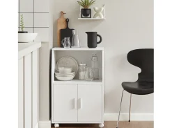 Aparador Auxiliar bajo de Cocina para microondas,con 2 Puertas y 1 Estante,L55 cm x P38 cm x H84 cm,FRG241-W SoBuy ES