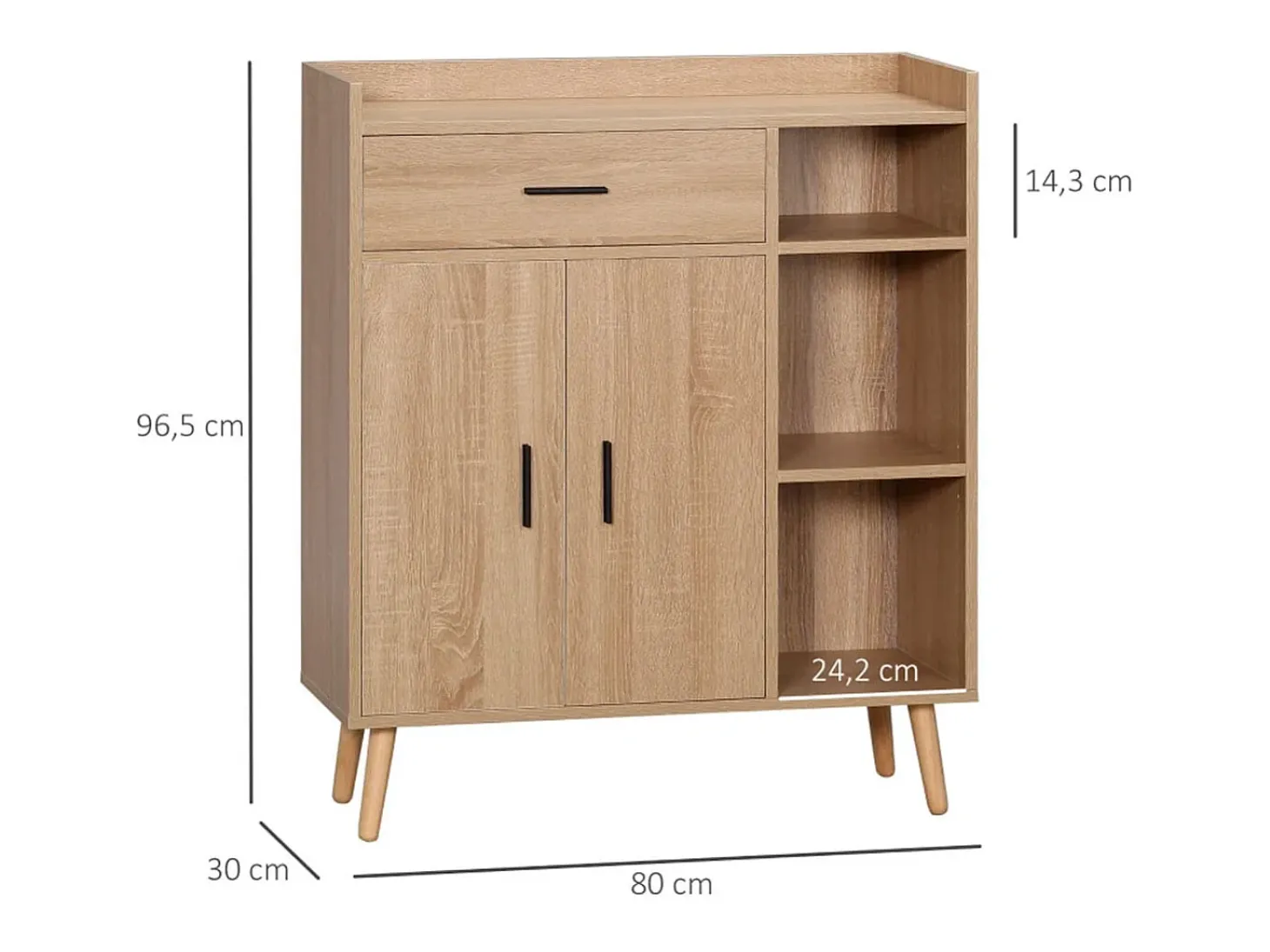 Aparador auxiliar madera natural 80x30x96.5 cm HOMCOM