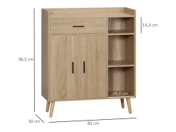 Aparador auxiliar madera natural 80x30x96.5 cm HOMCOM