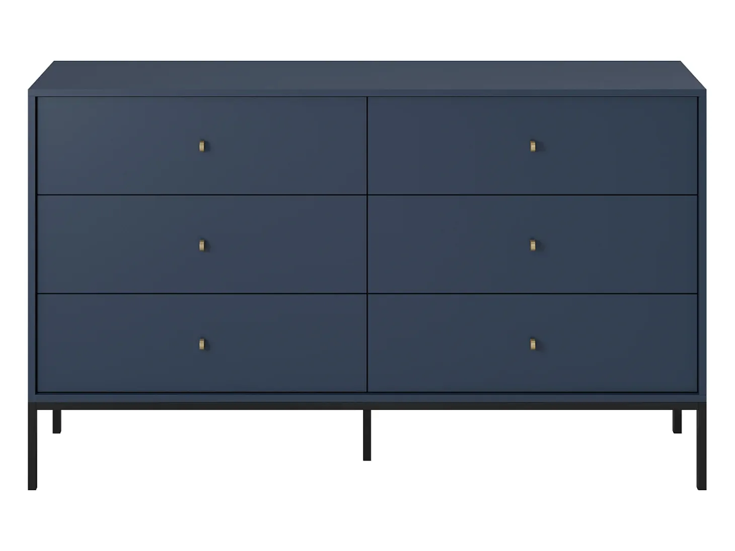 Aparador azul marino, 154 x 83 x 39 cm, patas negras