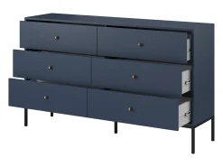 Aparador azul marino, 154 x 83 x 39 cm, patas negras