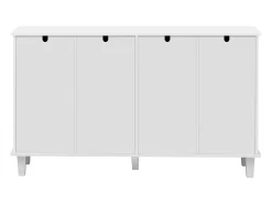 Aparador bajo - 2 puertas de cristal con 2 cajones y estantes regulables - Blanco