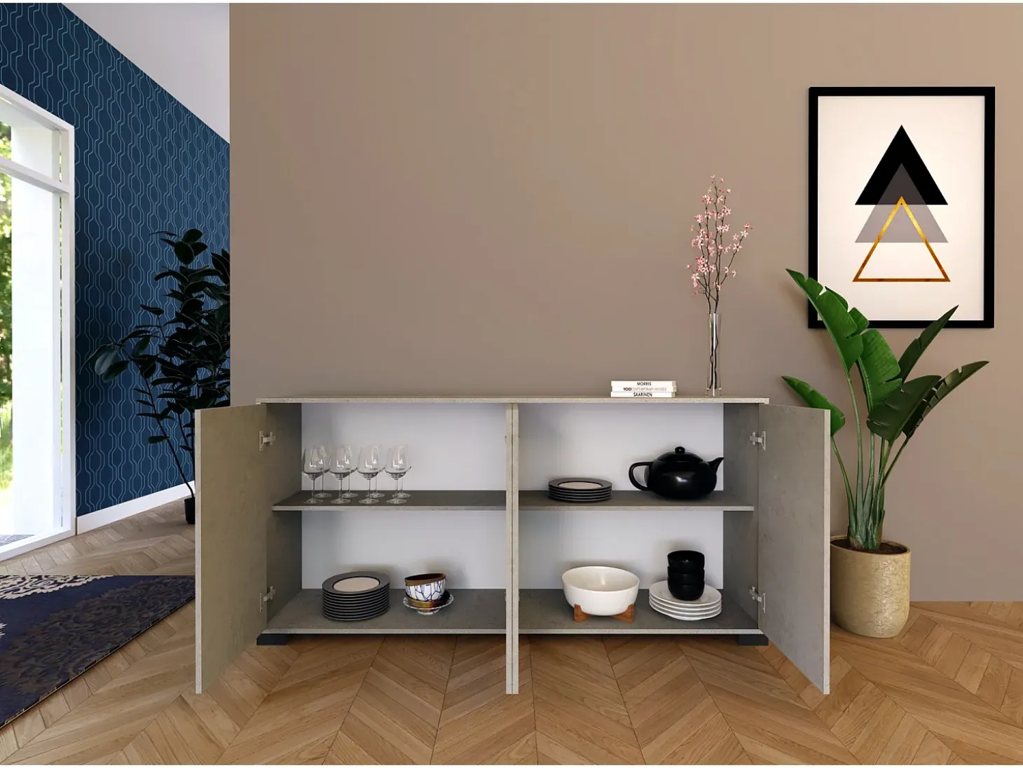 Aparador bajo 4 puertas 172x40x83 cm Lumina cachemira