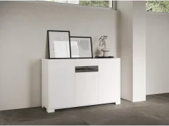 Aparador bajo 3 puertas 130x40x81 cm Riflesso blanco brillante