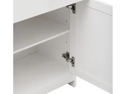 Aparador bajo con 4 puertas y 3 cajones - madera MDF - decoración roble y blanco - para salón o cocina - 160 x 37 x 75 cm