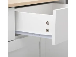 Aparador bajo con 4 puertas y 3 cajones - madera MDF - decoración roble y blanco - para salón o cocina - 160 x 37 x 75 cm