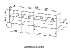 Aparador bajo de diseño, roble decoración wotan 190 cm Mokt