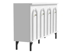 Aparador bajo moderno - 140 x 34 x 78 cm - con 4 puertas + estantes regulables - aglomerado - blanco