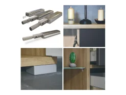 Aparador Bari V2 – Mueble con 2 Puertas Grandes y 4 Cajones, Roble Evoke/negro de alto brillo (166,5 x 75,5 x 35)