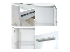 Aparador Bari V1 – Mueble con 2 Puertas Grandes y 4 Cajones, blanco mate/negro de alto brillo (138,5 x 75,5 x 35)