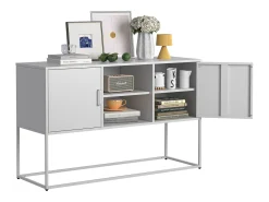 Aparador blanco - Aparador con 2 puertas y espacio de almacenaje abierto - para comedor y sala de estar