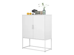 Aparador Blanco - Aparador con 2 puertas magnéticas y tiradores en forma de U - antivuelco - para salón y comedor