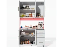 Aparador Blanco - Aparador con 3 Cajones y 5 Puertas - estantes ajustables y carga USB - para comedor