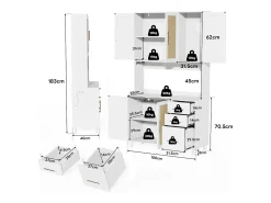 Aparador Blanco - Aparador con 3 Cajones y 5 Puertas - estantes ajustables y carga USB - para comedor