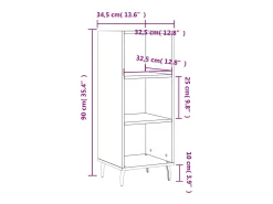 Aparador blanco alto brillo 34,5x32,5x90 cm madera de ingeniería