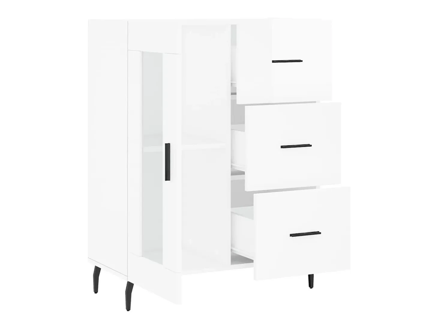 Aparador Blanco brillo 69,5x34x90 cm Madera de ingeniería