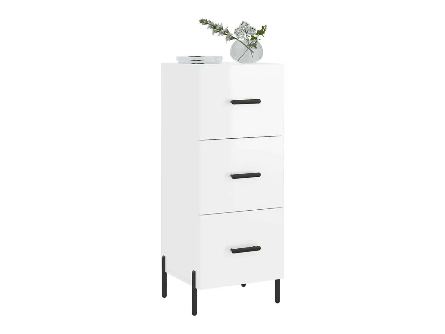 Aparador Blanco brillo 34,5x34x90 cm Madera de ingeniería