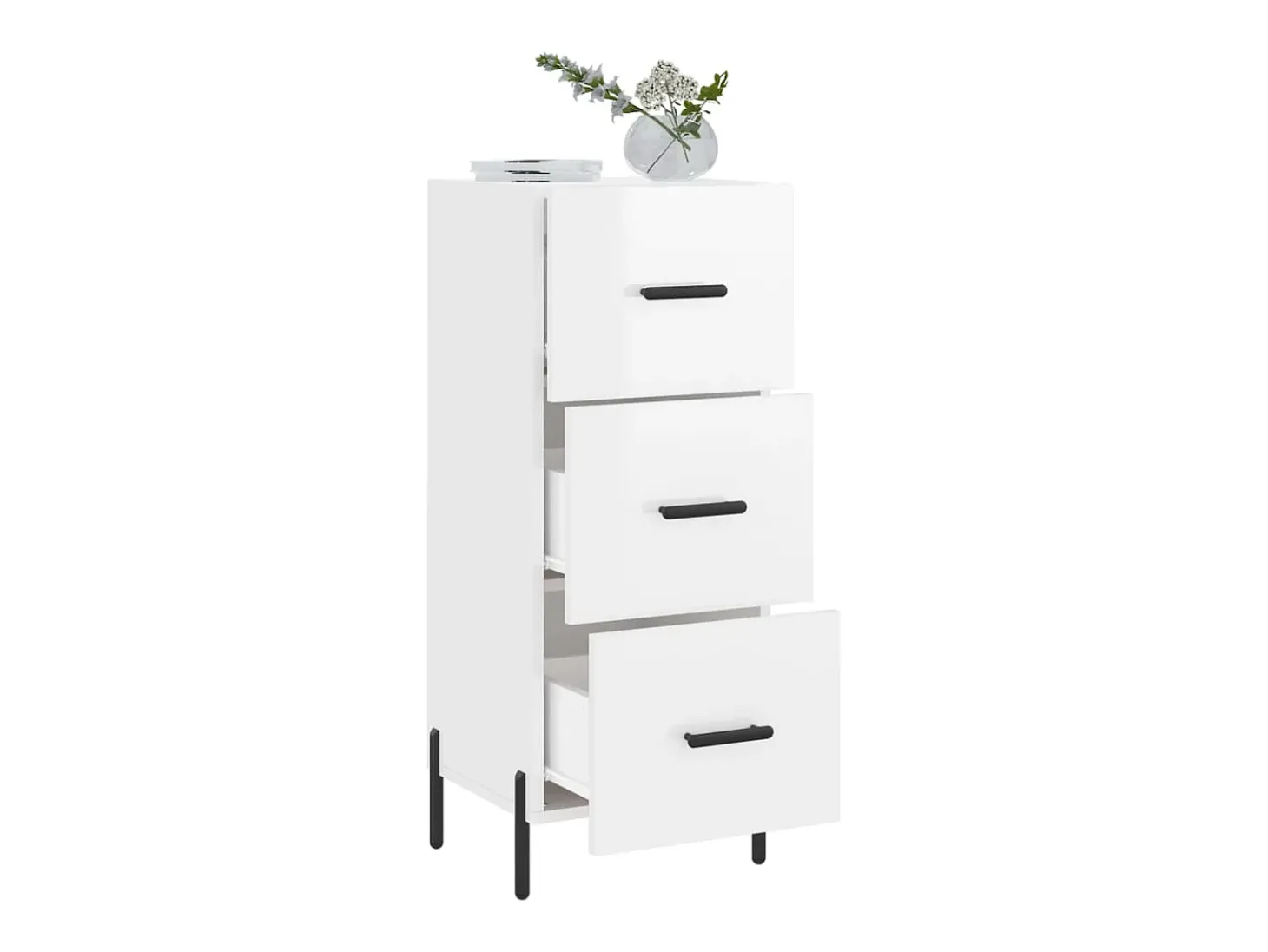 Aparador Blanco brillo 34,5x34x90 cm Madera de ingeniería