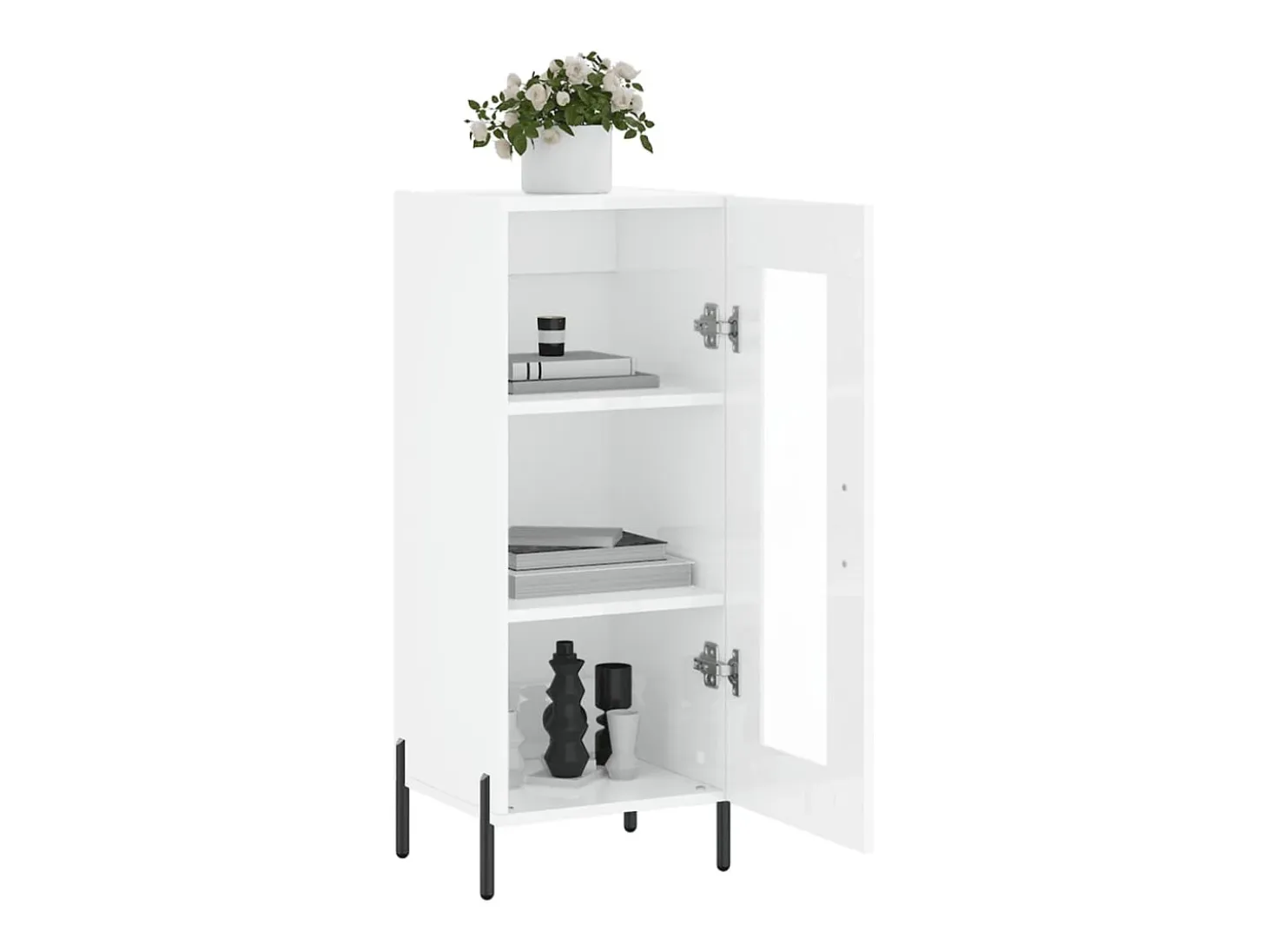 Aparador Blanco brillo 34,5x34x90 cm Madera de ingeniería