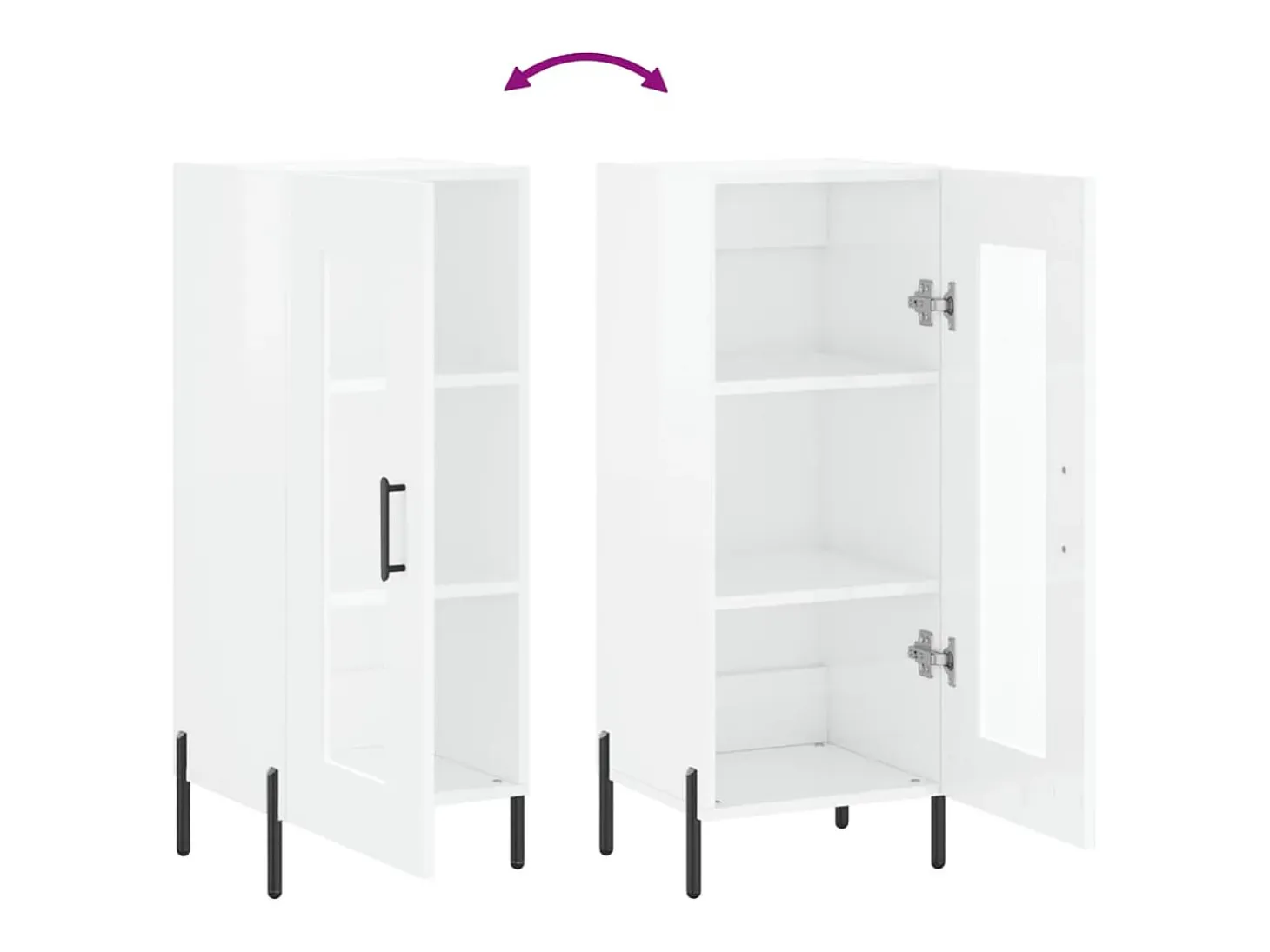 Aparador Blanco brillo 34,5x34x90 cm Madera de ingeniería