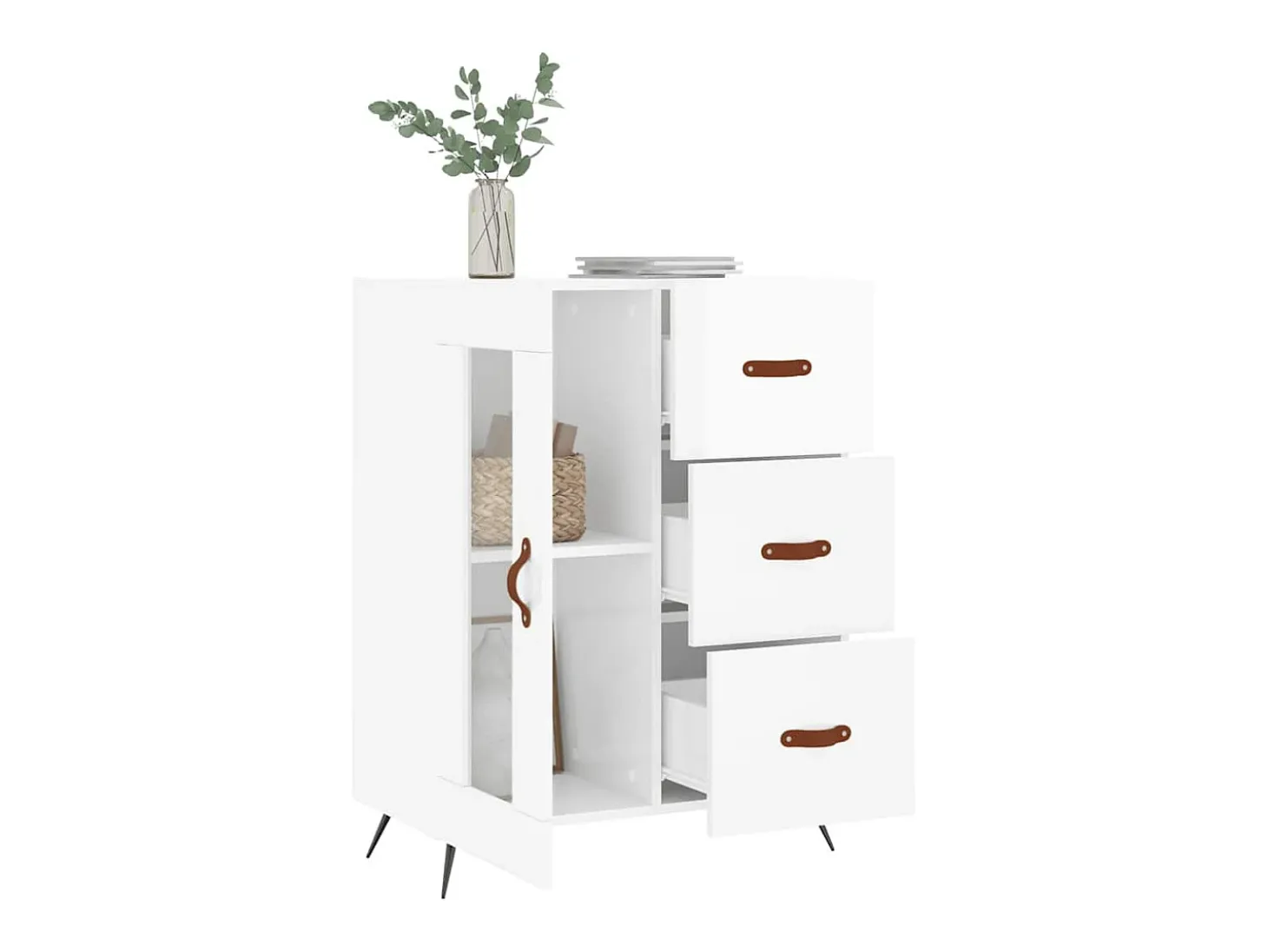 Aparador Blanco brillo 69,5x34x90 cm Madera de ingeniería