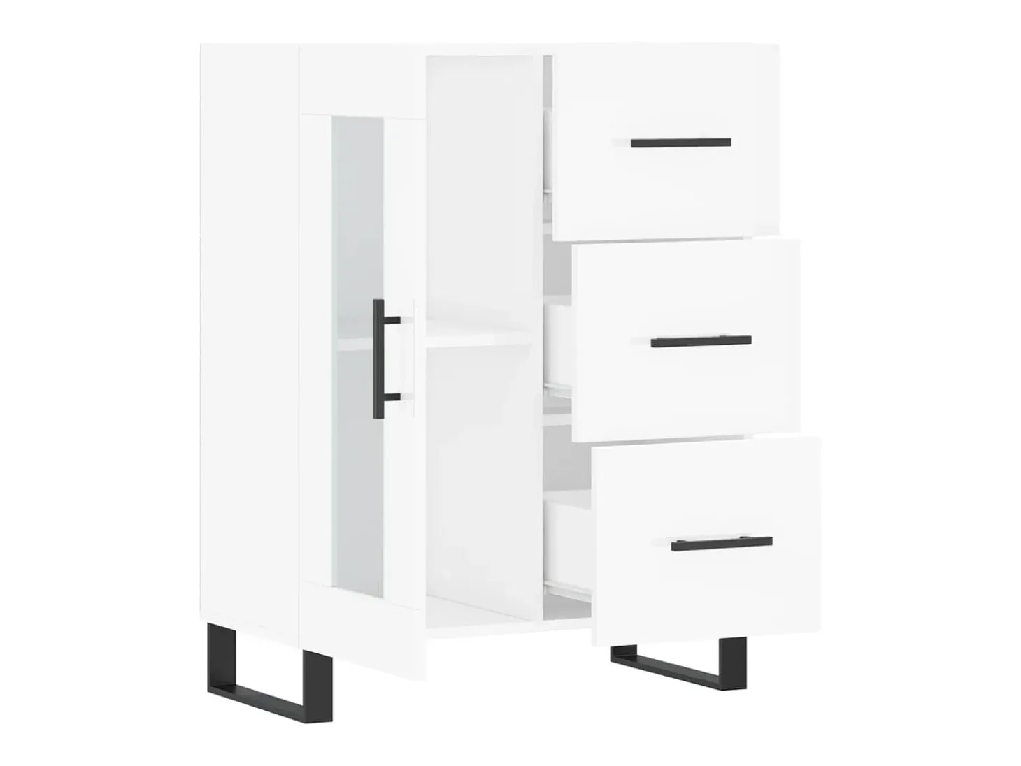 Aparador Blanco brillo 69,5x34x90 cm Madera de ingeniería