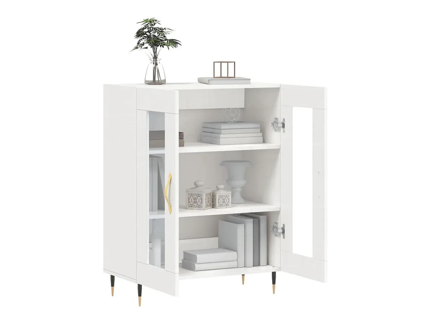 Aparador Blanco brillo 69,5x34x90 cm Madera de ingeniería
