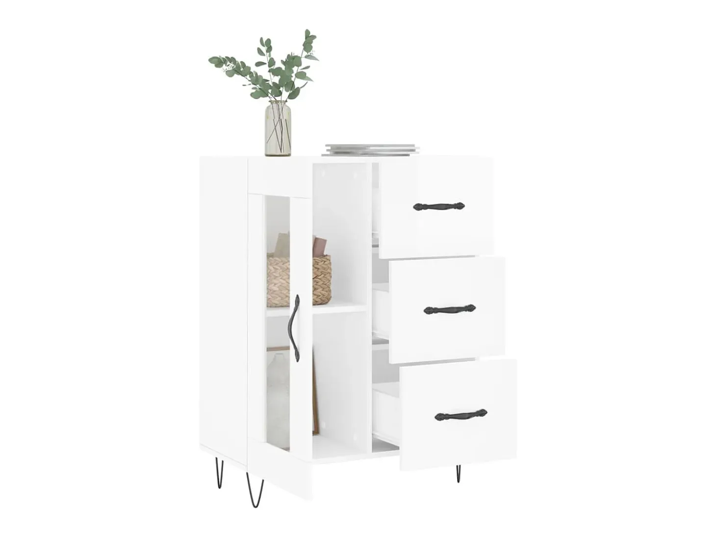 Aparador Blanco brillo 69,5x34x90 cm Madera de ingeniería