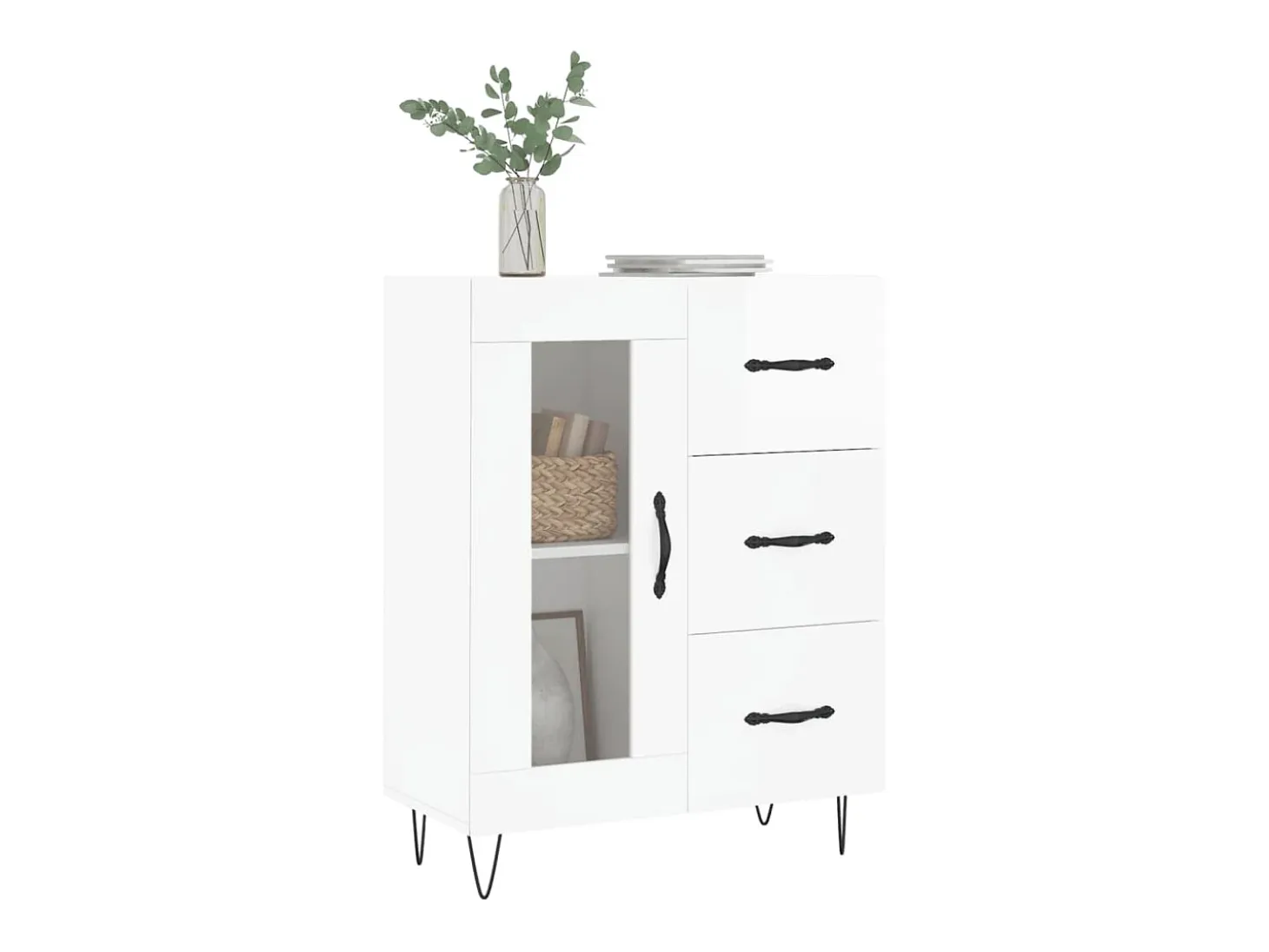 Aparador Blanco brillo 69,5x34x90 cm Madera de ingeniería