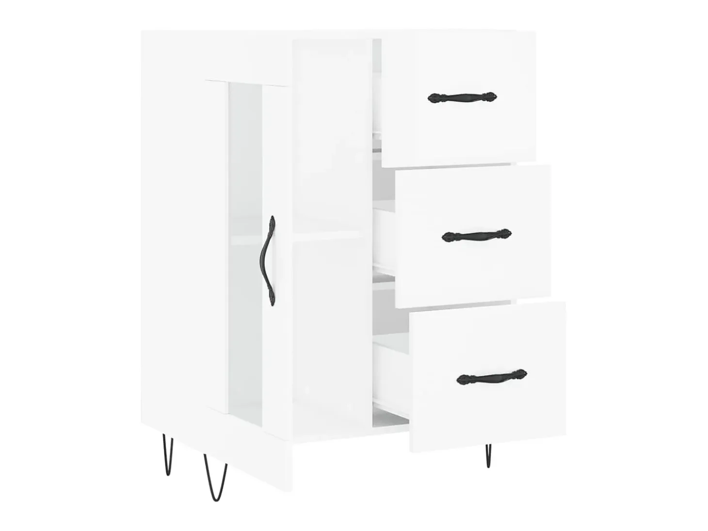 Aparador Blanco brillo 69,5x34x90 cm Madera de ingeniería