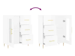 Aparador Blanco brillo 69,5x34x90 cm Madera de ingeniería