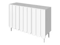 Aparador blanco con 3 puertas a rayas y estantes ajustables - para salón y comedor