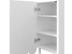 Aparador blanco con 3 puertas a rayas y estantes ajustables - para salón y comedor