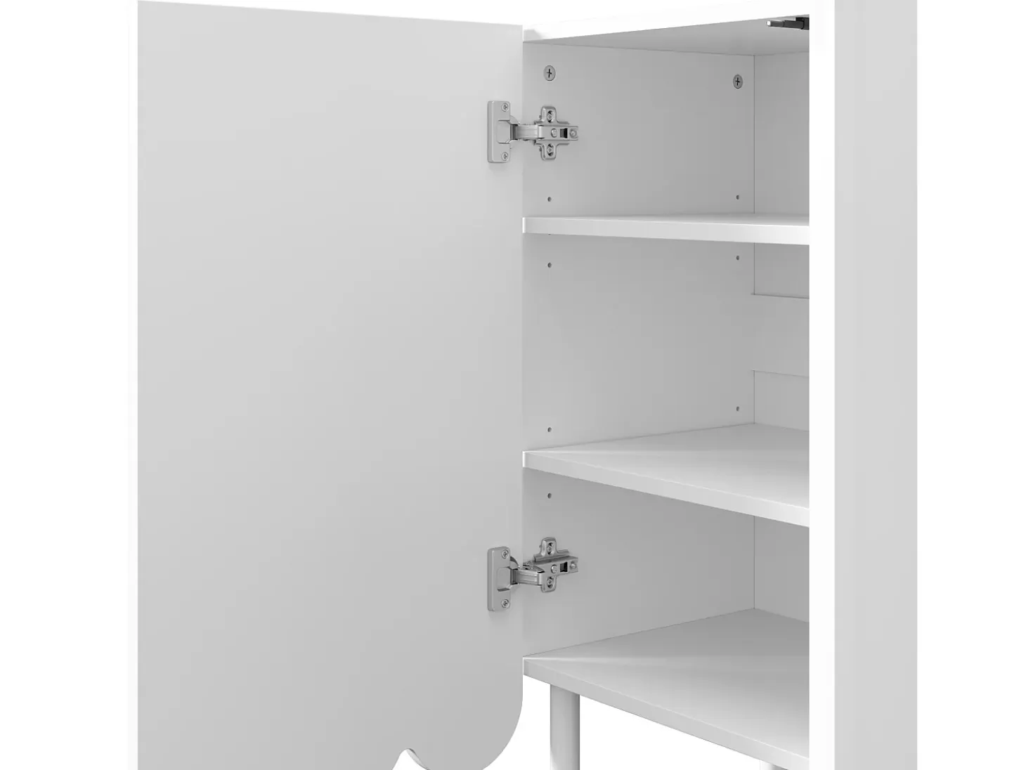 Aparador blanco con 3 puertas a rayas y estantes ajustables - para salón y comedor