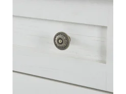 Aparador blanco con 4 puertas y 2 cajones, estantes regulables, tablero efecto madera - para salón o cocina