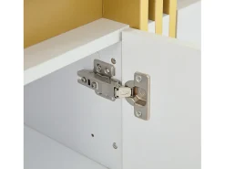 Aparador blanco de 3 puertas - Aparador con costuras platino y divisores ajustables - diseño sin tiradores