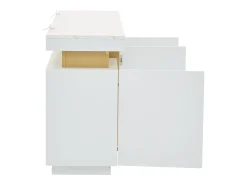 Aparador blanco de 3 puertas - Aparador con costuras platino y divisores ajustables - diseño sin tiradores