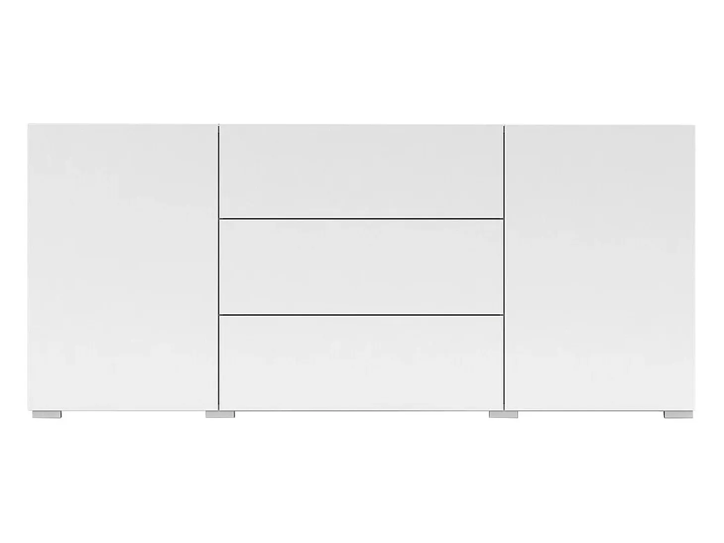 Aparador blanco moderno para el salón con 3 cajones y 2 puertas 140x35x63 cm Mehdi