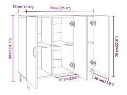 Aparador blanco 90x34x80 cm madera contrachapada