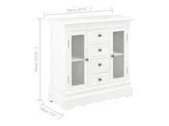 Aparador blanco 70x28x70 cm madera maciza de pino