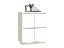 Aparador Blanco 60x34x75 cm Madera Maciza de Pino