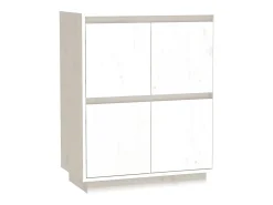 Aparador Blanco 60x34x75 cm Madera Maciza de Pino