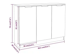Aparador Blanco 90,5x30x70 cm Madera de Ingeniería