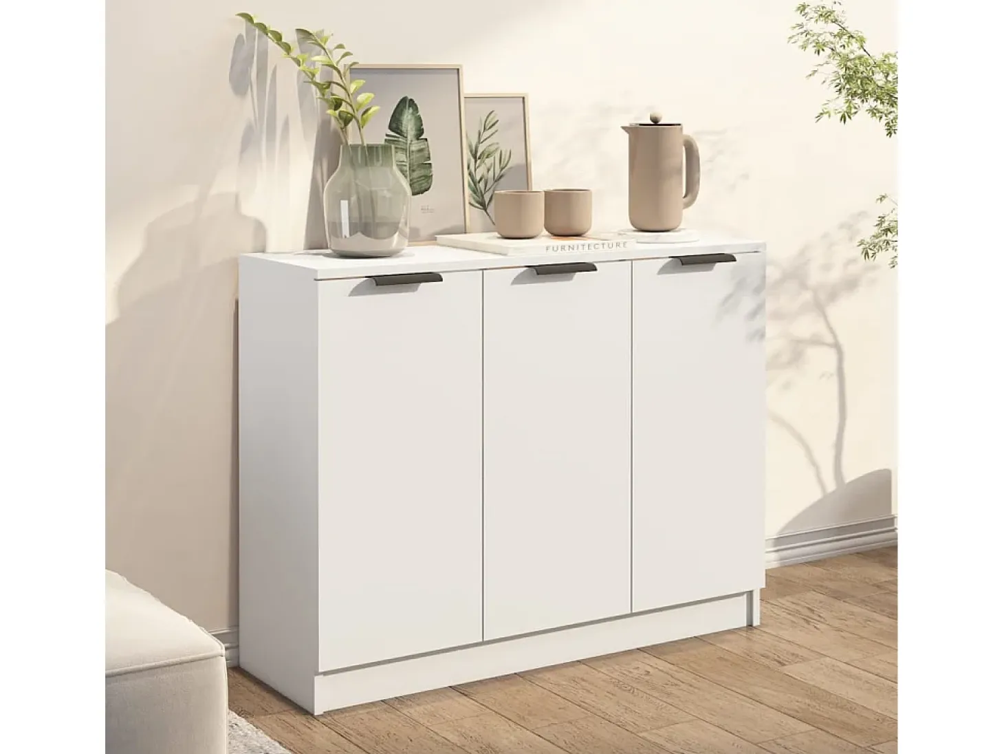 Aparador Blanco 90,5x30x70 cm Madera de Ingeniería
